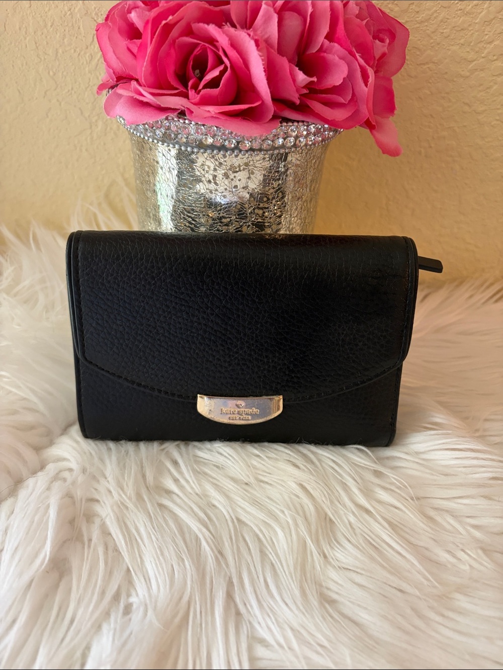 Kate Spade Black Pebbled Leather Wallet